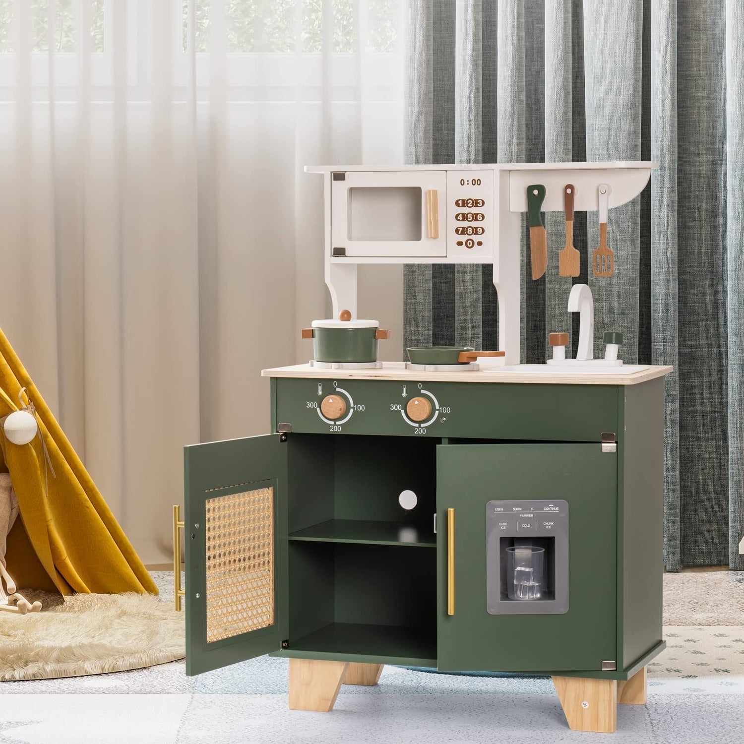 Green Wooden Kitchen Toy Set BEUPFORLIFE.com