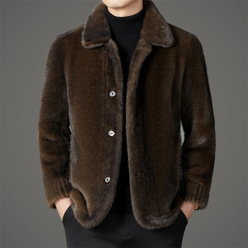 Men's Mink Leather Wool Coat Be Up For Life