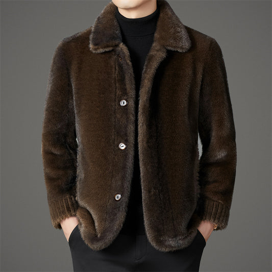 Men's Mink Leather Wool Coat Be Up For Life