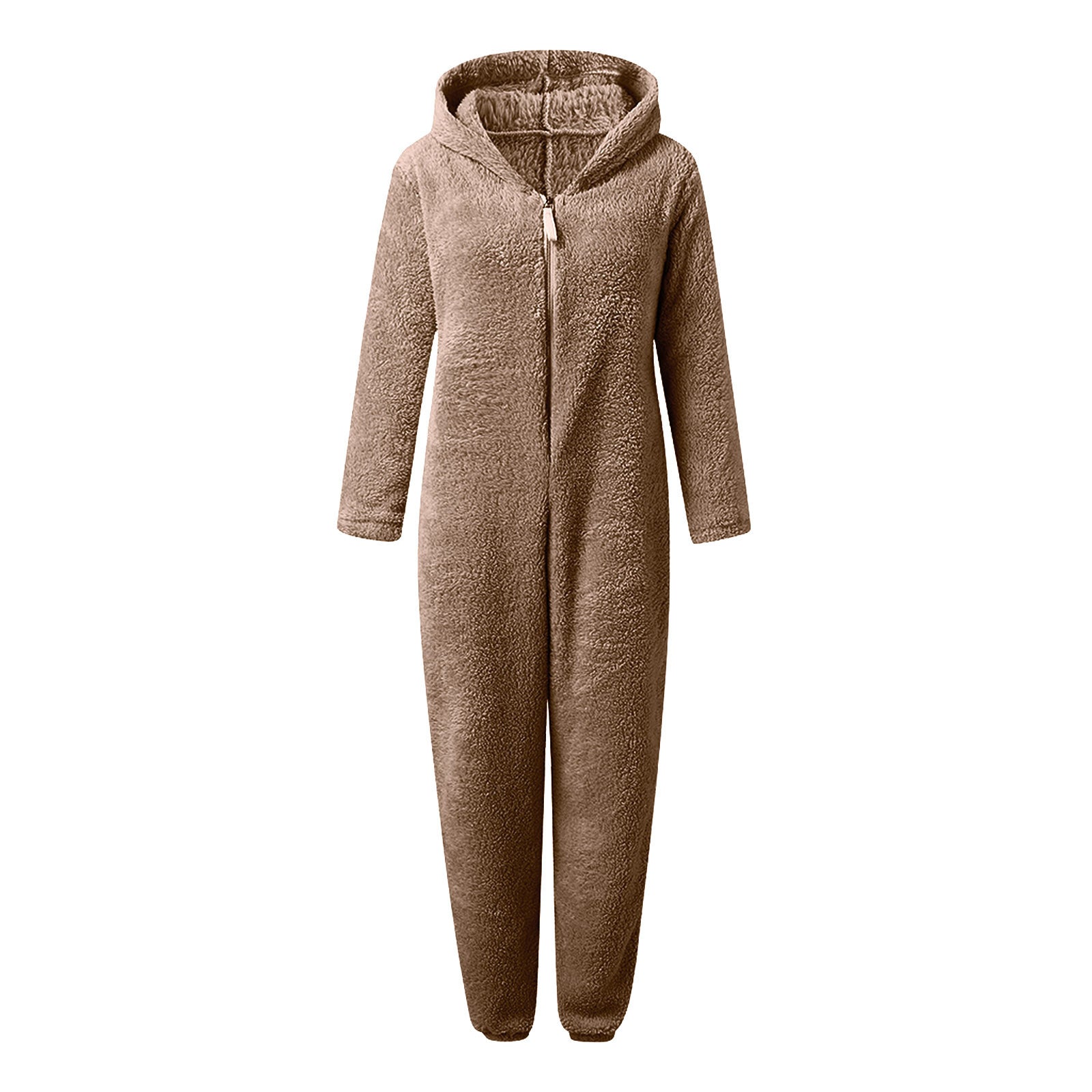 Fleece-lined Thick Furry Jumpsuit Hooded Cat Ear Pajamas BEUPFORLIFE.com