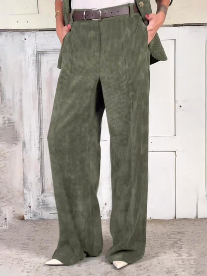 Casual Commuting Corduroy Blazer & Pants Set BEUPFORLIFE.com