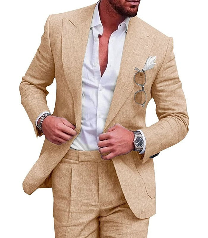 Men's Two Piece Linen Suit - BEUPFORLIFE.com