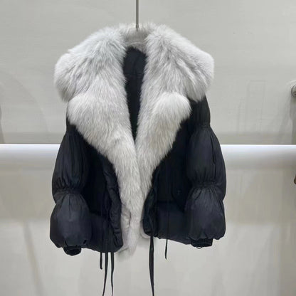 Short Loose Big Fur Collar White Duck Down Jacket Be Up For Life