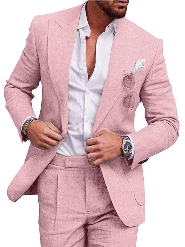 Men's Two Piece Linen Suit - BEUPFORLIFE.com