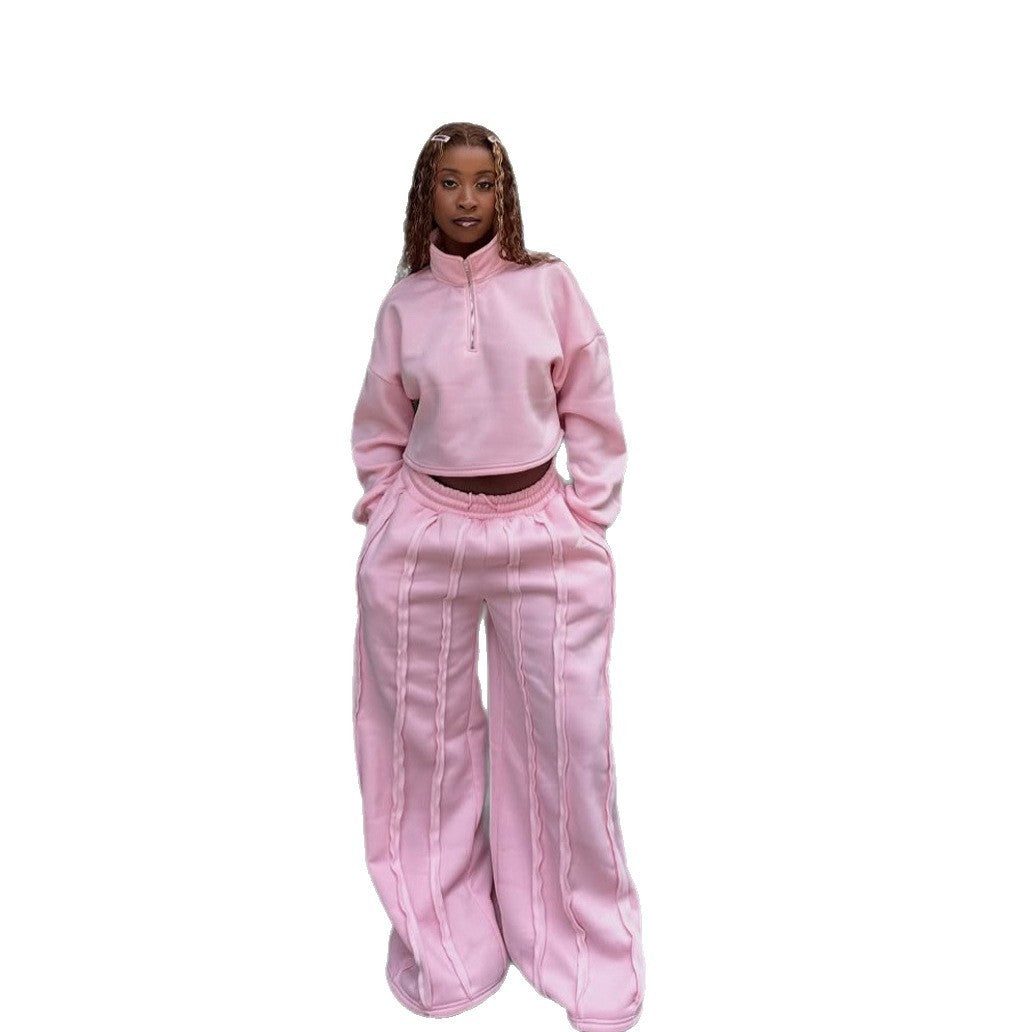 Solid Color Casual Pullover Trousers Suit Be Up For Life