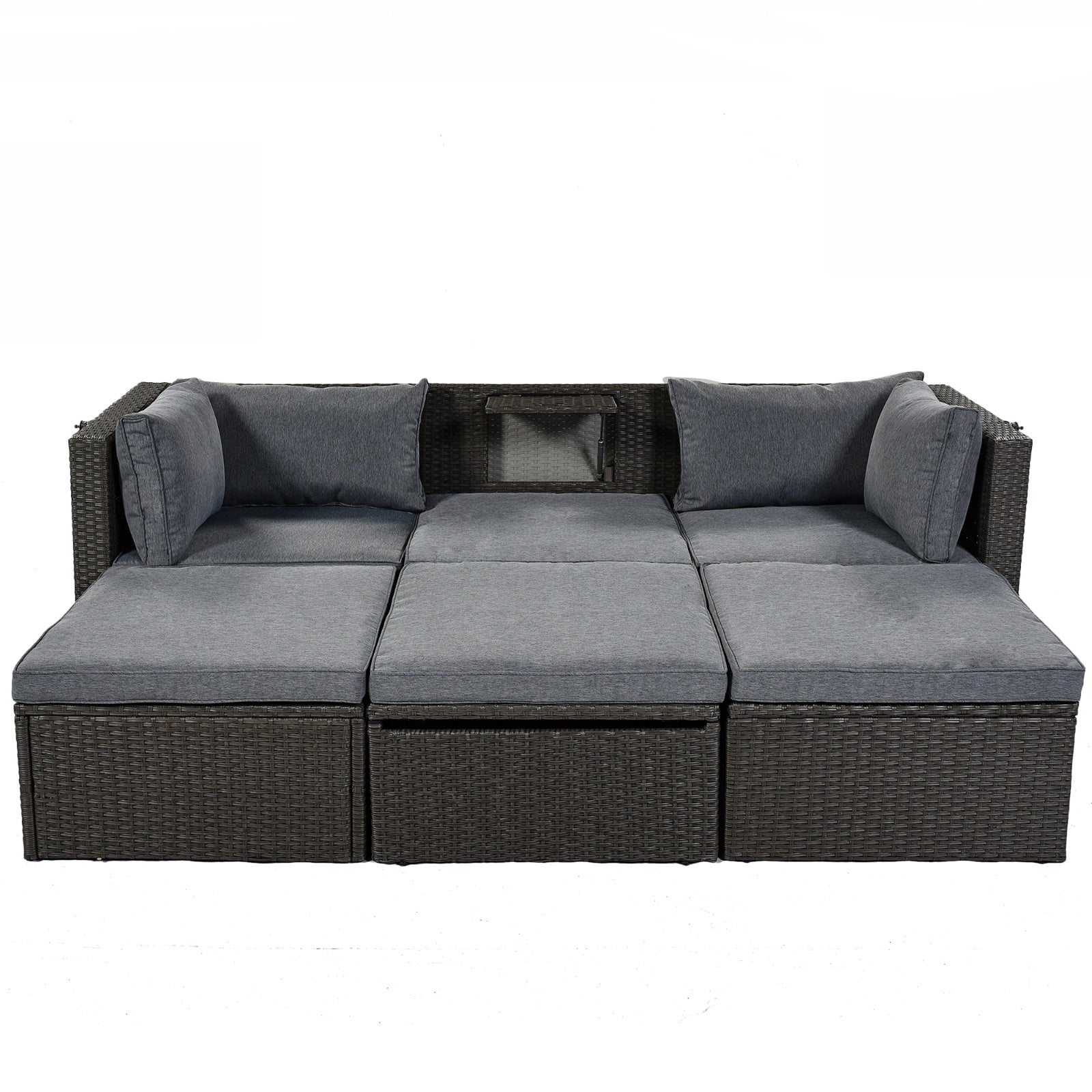 U Style Patio Rectangle Daybed With Canopy, Wicker Sectional Seating Be Up For Life