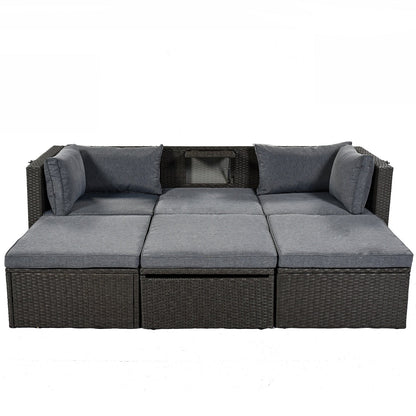 U Style Patio Rectangle Daybed With Canopy, Wicker Sectional Seating Be Up For Life
