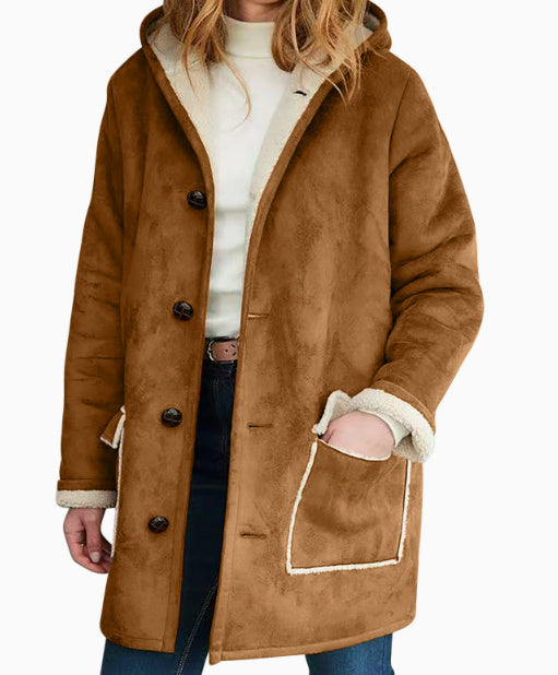 Retro Suede Hooded Coat Be Up For Life