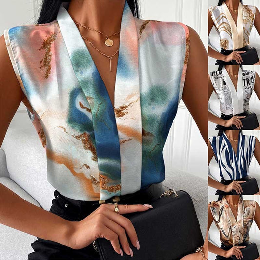 Printed Sleeveless Top Be Up For Life