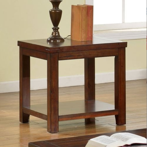 1pc Dark Cherry End Table, Natural Wood Grain Design BEUPFORLIFE.com