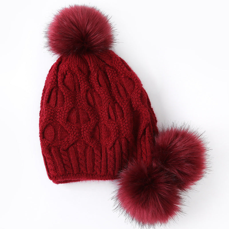 Warm Hat w/ 3 fur balls Be Up For Life