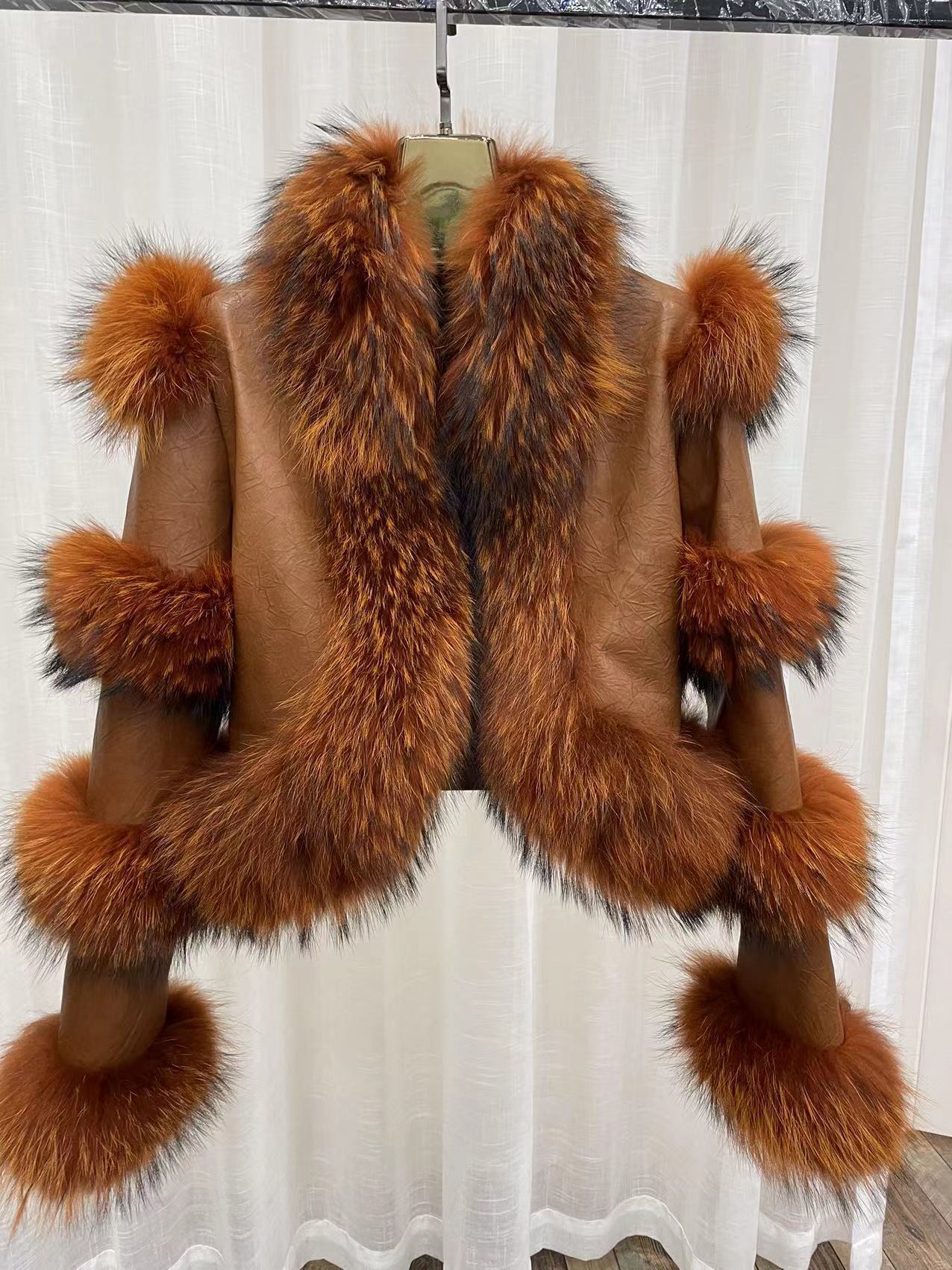 Elegant Bright Leather Fox Fur Coat Be Up For Life