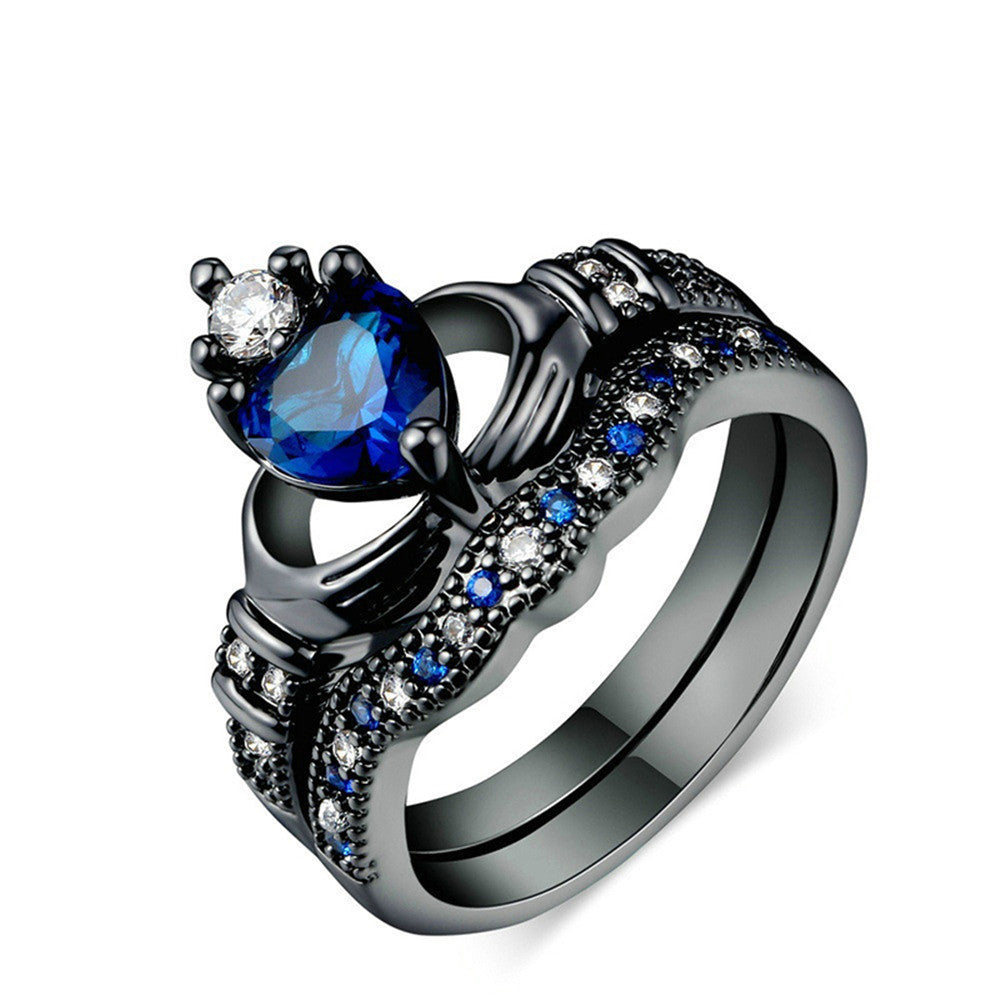 Crown love sapphire ring BEUPFORLIFE.com