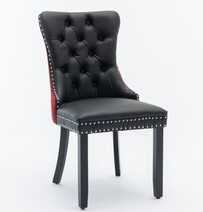 Modern High-End Tufted Solid Wood Contemporary PU & Velvet Upholstered Dining Chair-2 Piece Set BEUPFORLIFE.com