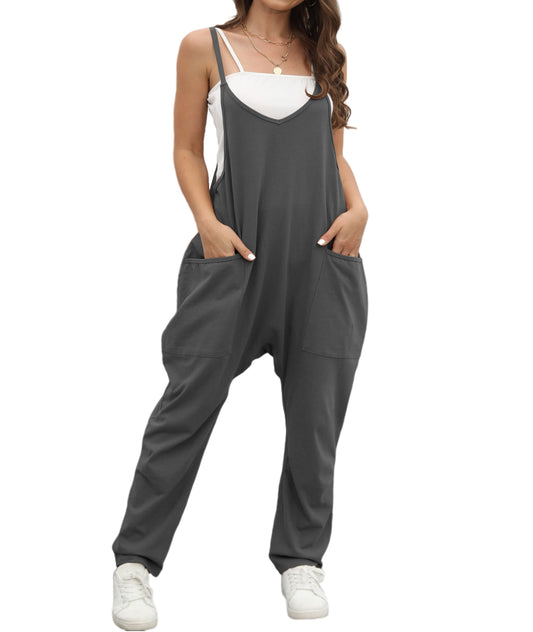 Sleeveless Backless Loose Solid Color Jumpsuit BEUPFORLIFE.com