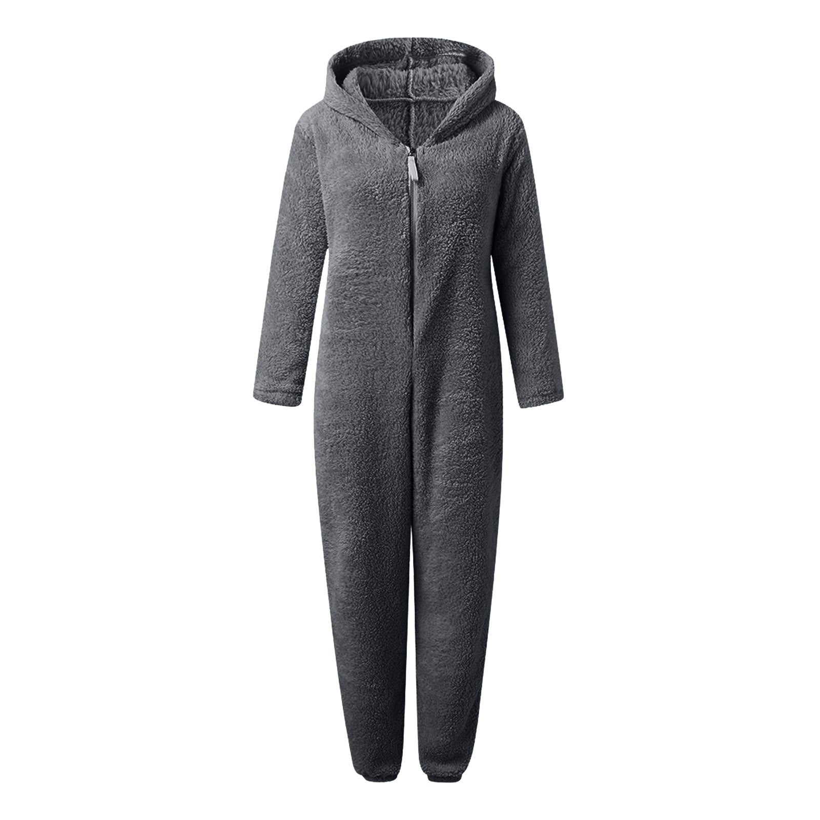 Fleece-lined Thick Furry Jumpsuit Hooded Cat Ear Pajamas BEUPFORLIFE.com
