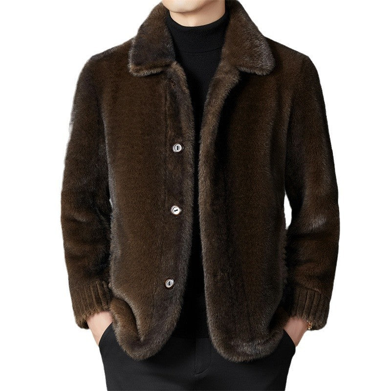 Men's Mink Leather Wool Coat Be Up For Life