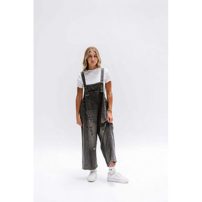 Retro Ripped Loose Wide Leg Denim Overalls