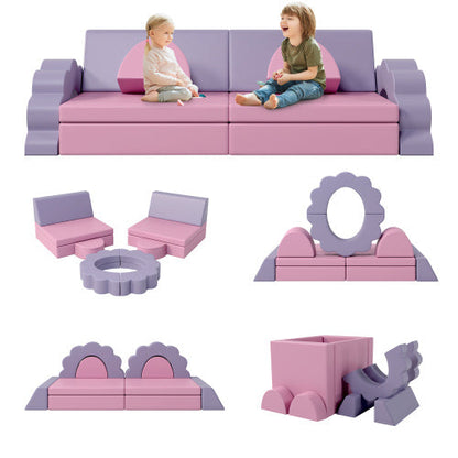 10PCS Kids Couch For Playroom, Climbing And Crawl Foam Play Set Foam Climbing Blocks Convertible Sofa BEUPFORLIFE.com