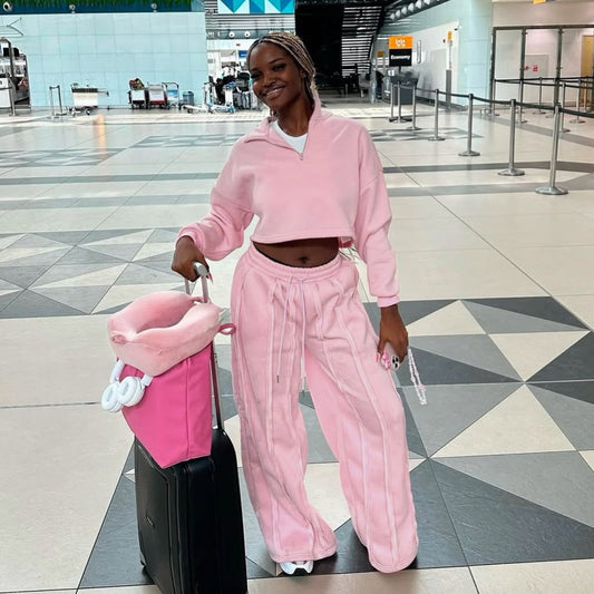 Solid Color Casual Pullover Trousers Suit Be Up For Life