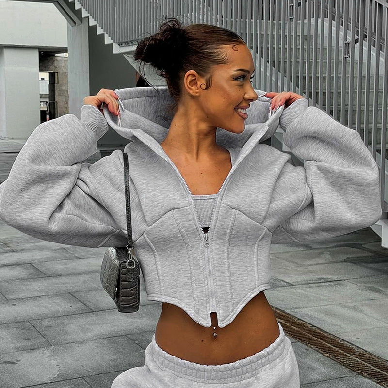 Women's Short Zipper Hooded Cardigan Be Up For Life