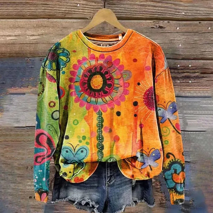 Women's Printed Drop-shoulder Sweater Be Up For Life