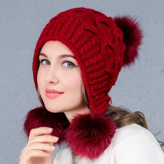 Warm Hat w/ 3 fur balls Be Up For Life