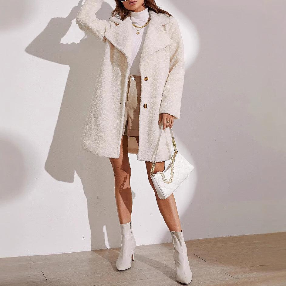 Long Lapel Long Sleeve Thick Plush Coat Be Up For Life