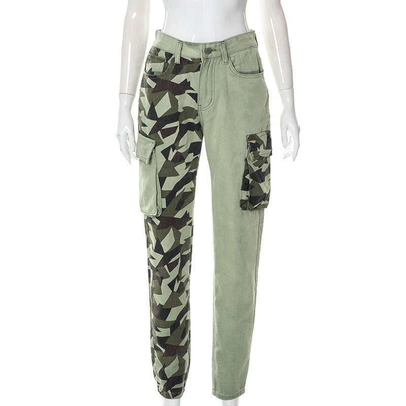 Colorblock Slim Fit Camo Jeans BEUPFORLIFE.com