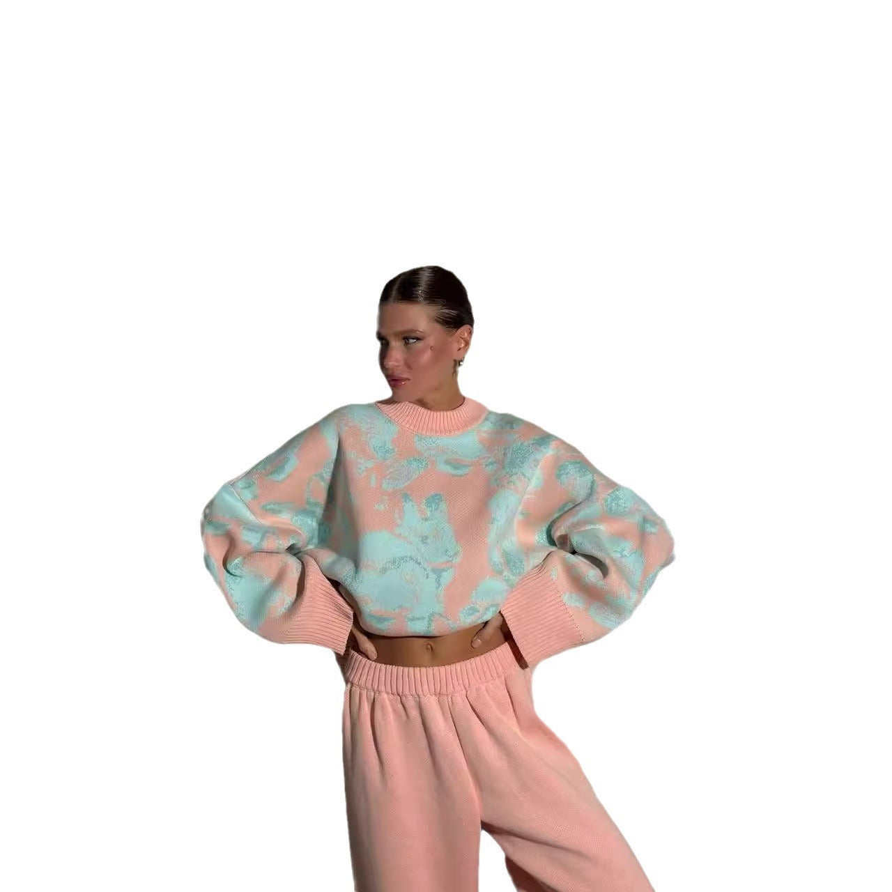 Contrast Color Sweater Straight-leg Trousers Two-piece Inner Wear - BEUPFORLIFE.com