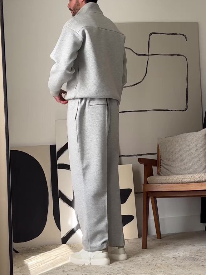 Casual Zip-Up Jacket & Pants Set