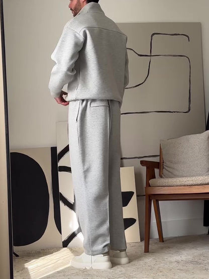 Casual Zip-Up Jacket & Pants Set