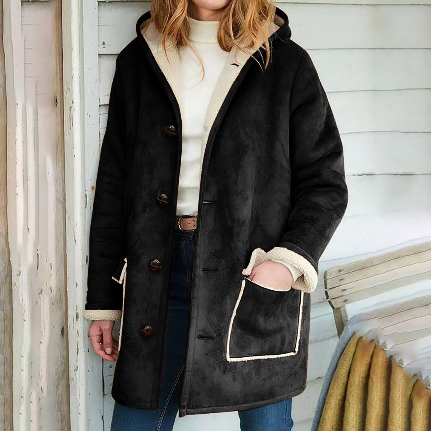 Retro Suede Hooded Coat Be Up For Life