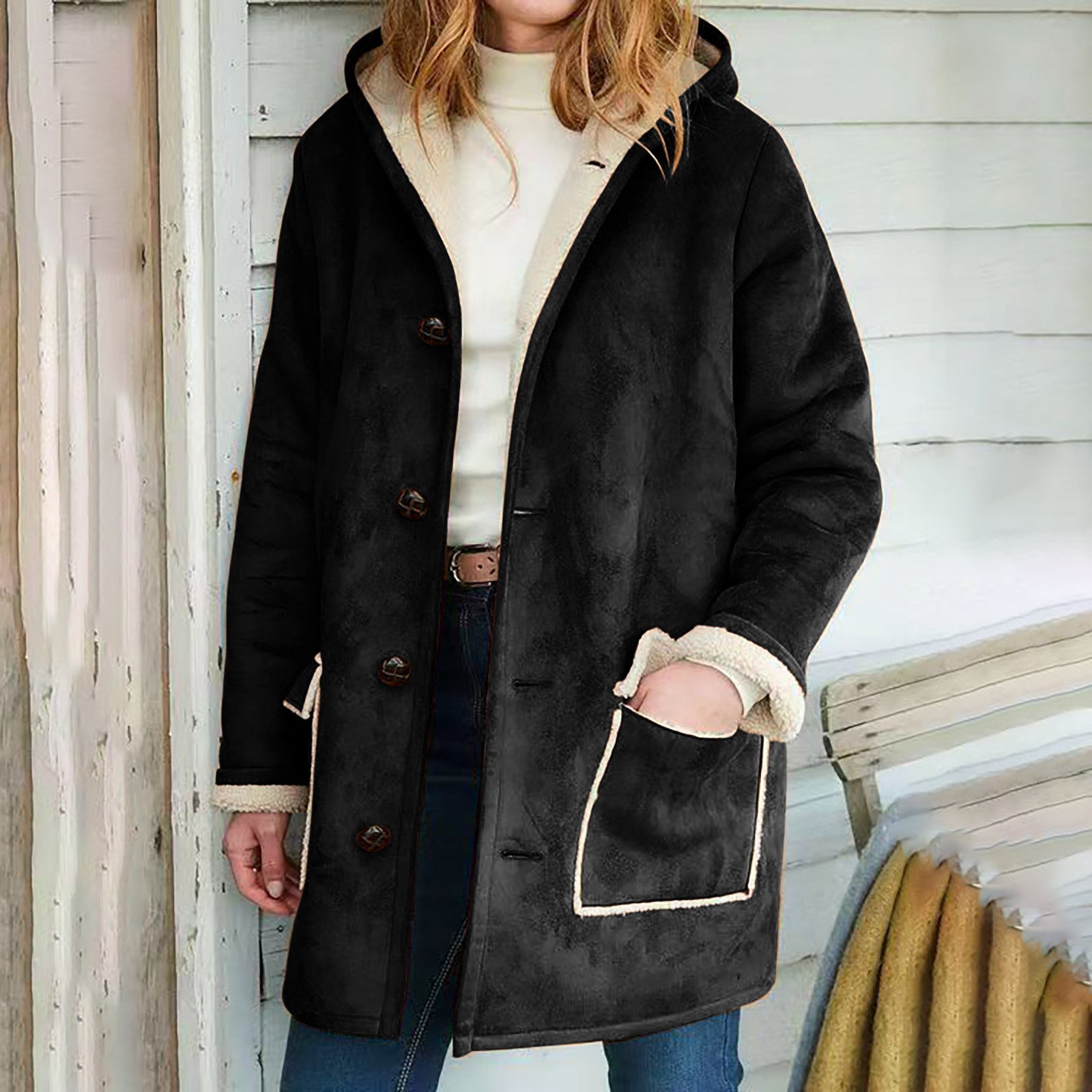 Retro Suede Hooded Coat Be Up For Life