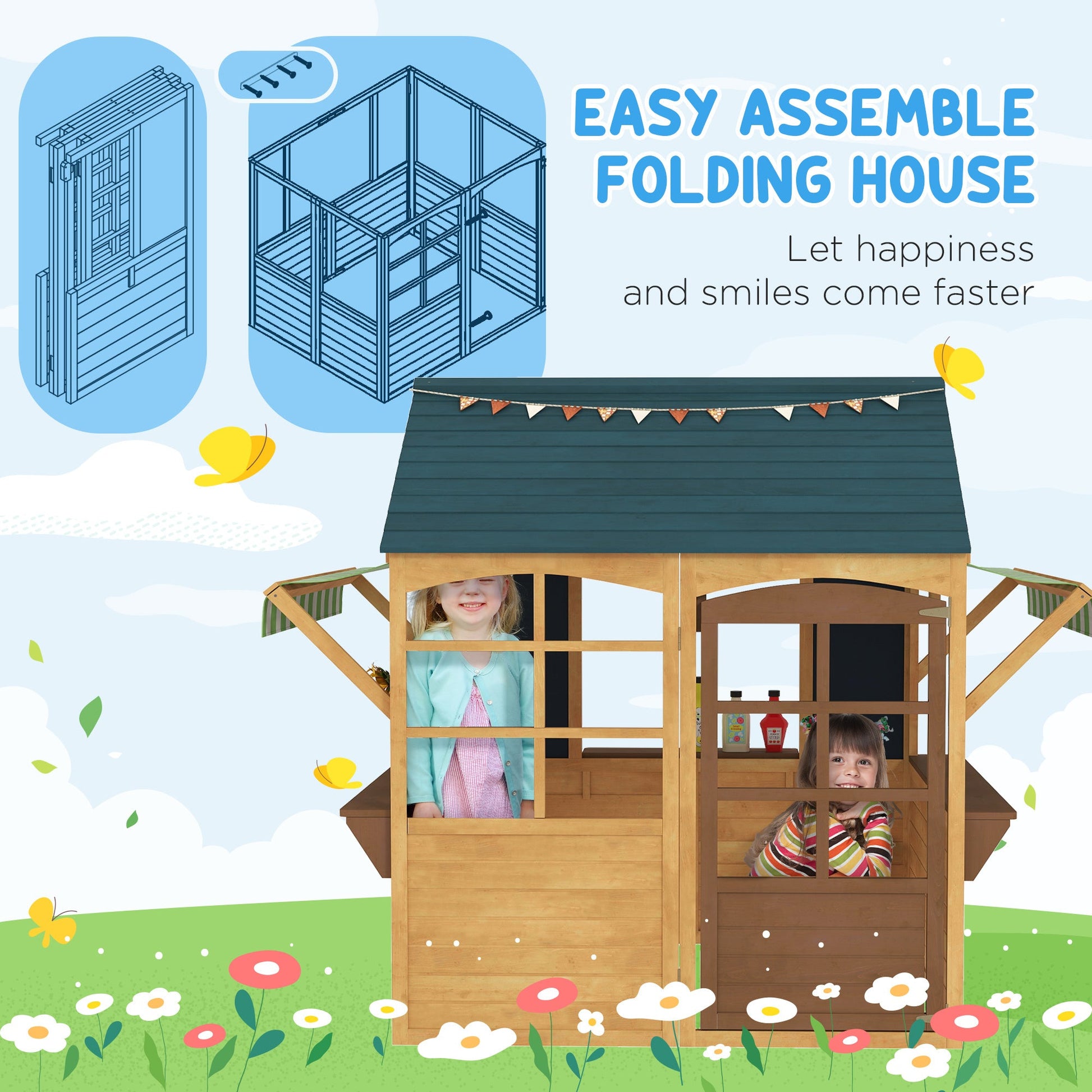Wooden Outdoor Playhouse, For 3-8 Years BEUPFORLIFE.com