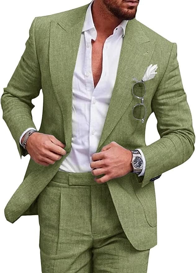 Men's Two Piece Linen Suit - BEUPFORLIFE.com