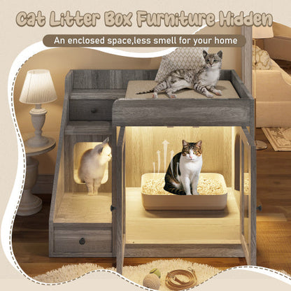 Cat Litter Box Enclosure With Light BEUPFORLIFE.com