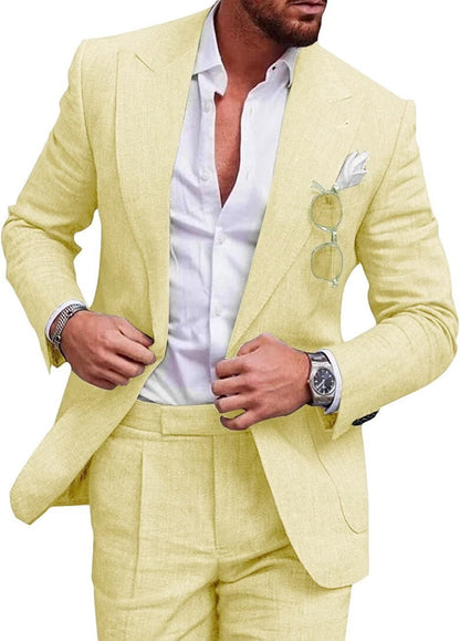 Men's Two Piece Linen Suit - BEUPFORLIFE.com
