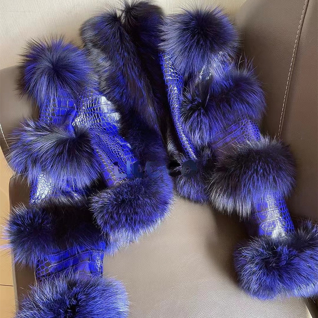 Elegant Bright Leather Fox Fur Coat Be Up For Life