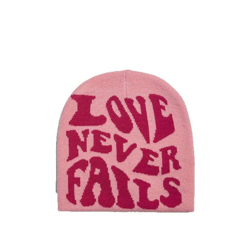 Knitted LOVE NEVER FAILS Jacquard One-size Fits All Beanie Be Up For Life