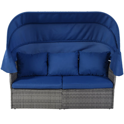 U STYLE Patio Furniture Set Daybed W Retractable Canopy Wicker Be Up For Life