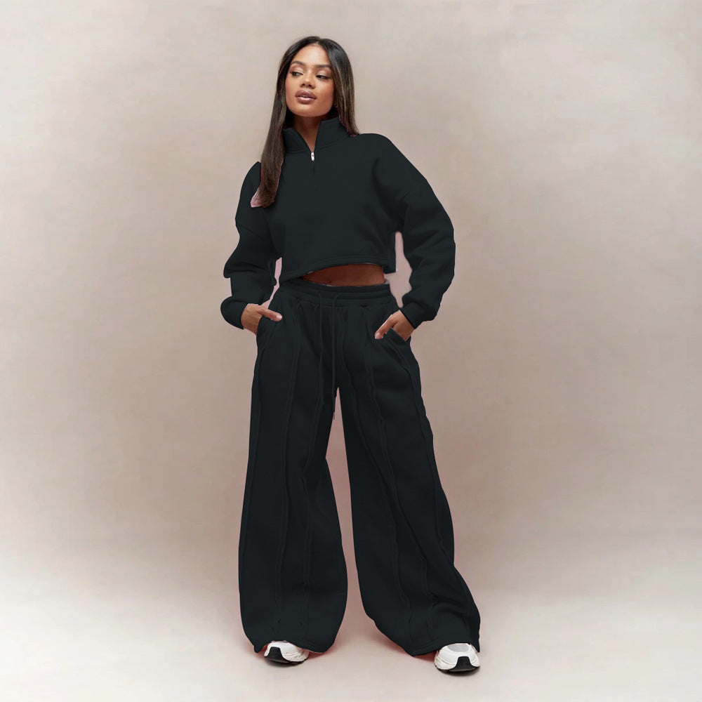 Solid Color Casual Pullover Trousers Suit Be Up For Life