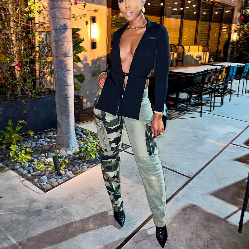 Colorblock Slim Fit Camo Jeans BEUPFORLIFE.com