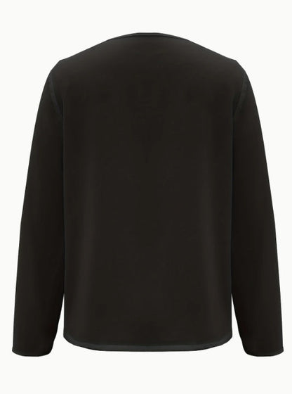 Solid V-Neck Blouse Long Sleeve BEUPFORLIFE.com