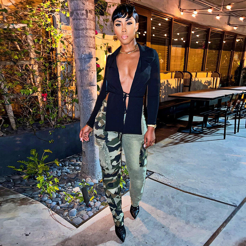 Colorblock Slim Fit Camo Jeans BEUPFORLIFE.com