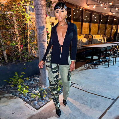 Colorblock Slim Fit Camo Jeans BEUPFORLIFE.com