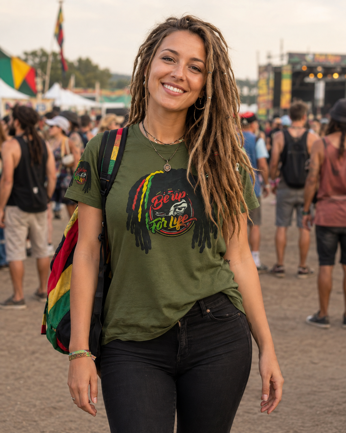 Be Up For Life T-Shirt – Rasta Logo Style