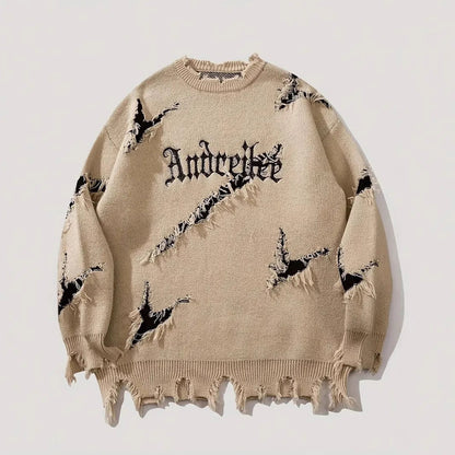 Ripped Frayed Designer Loose Sweater BEUPFORLIFE.com