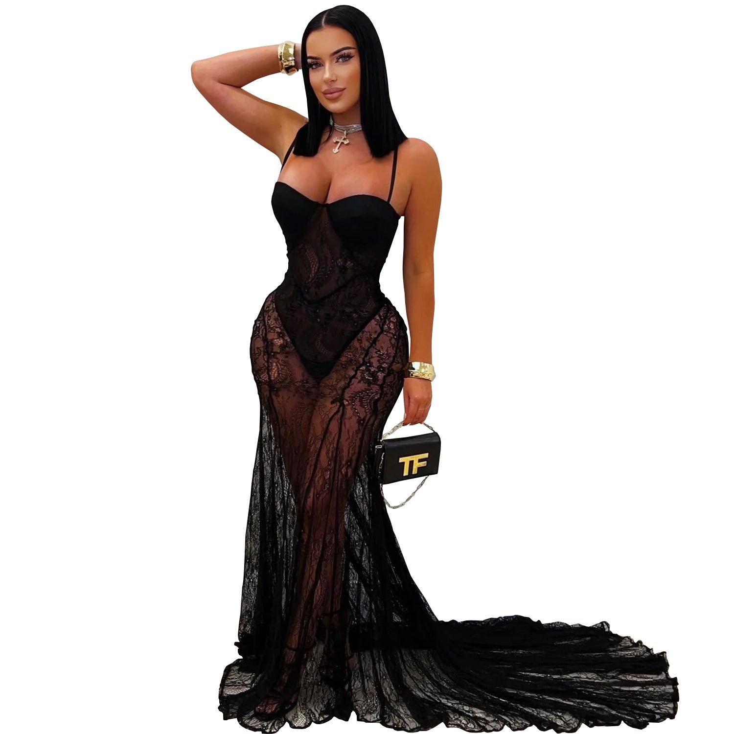 Women's Wear Sling Lace See-through Dress BEUPFORLIFE.com
