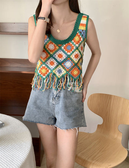Crocheted Tassel Knitted Camisole BEUPFORLIFE.com